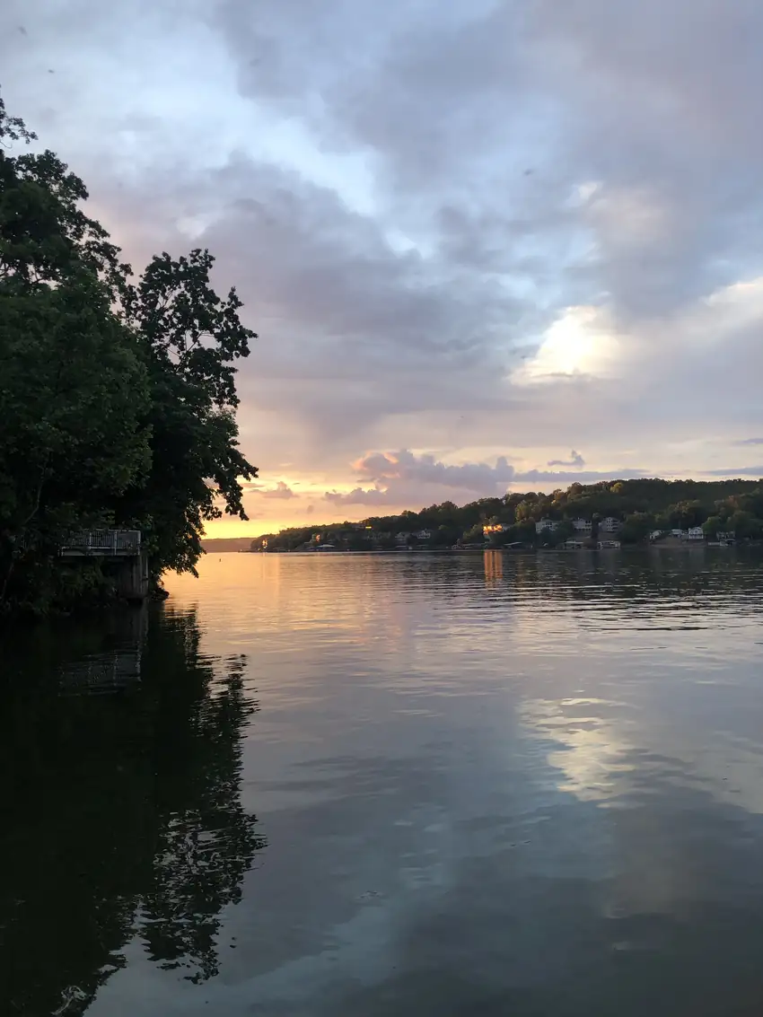 Sunset over the water